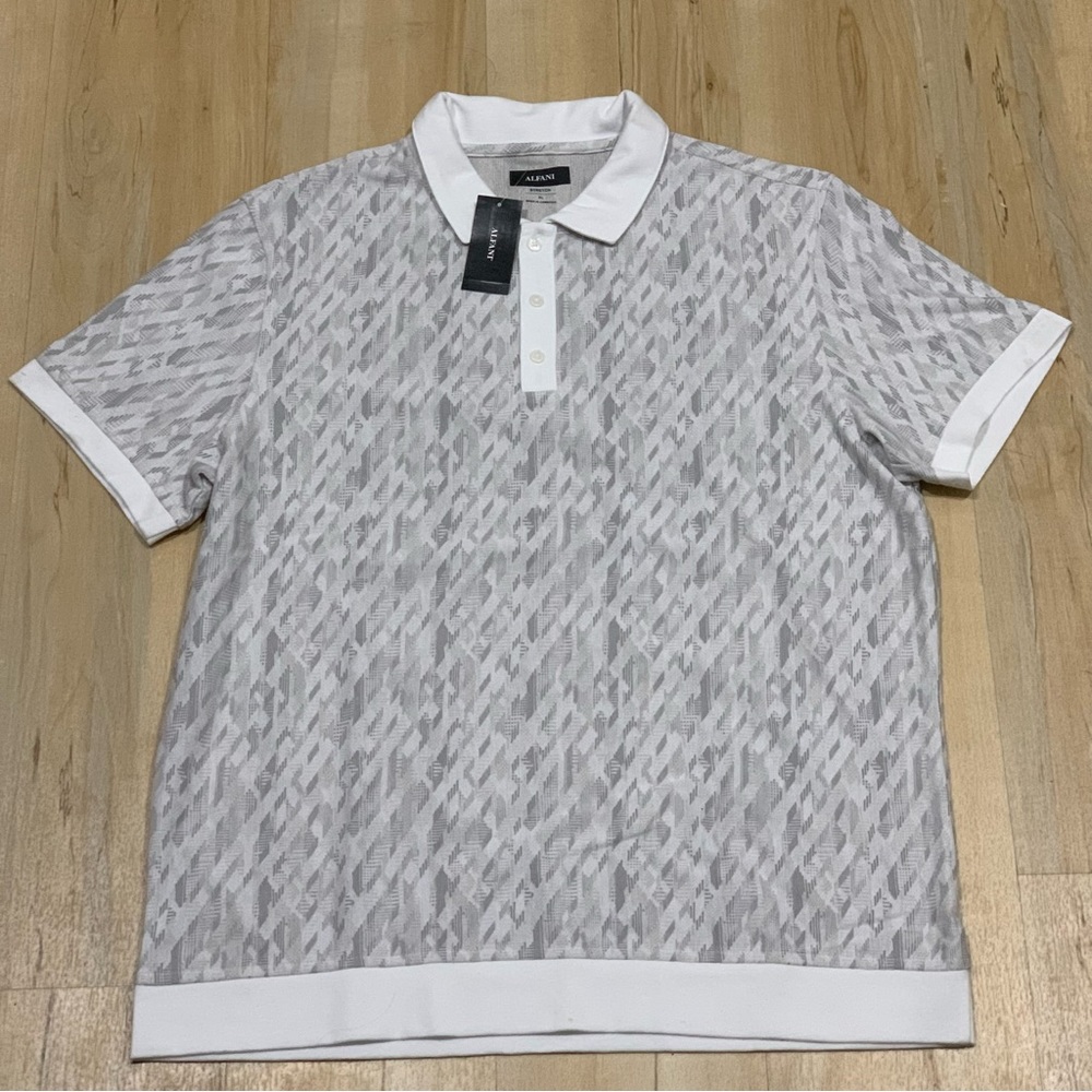ALFANI Men's Geometric-print Polo, Size XL
